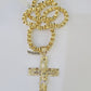 Real 10k Gold Nugget Cross Byzantine Chain Necklace 6mm 24" Chain SET Yellow