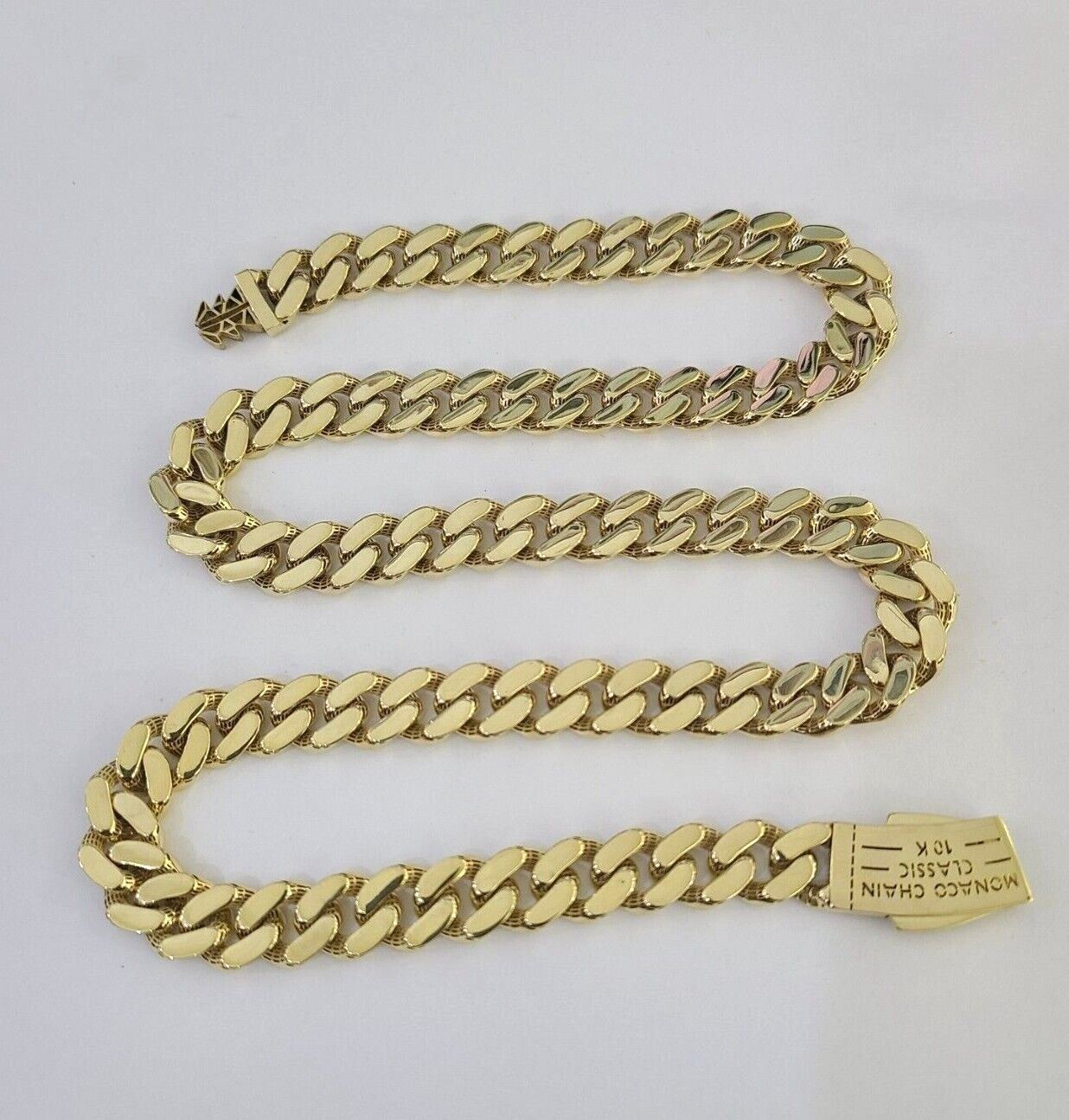 Real 10k Royal Monaco Chain 11mm 18-26 inches Necklace Yellow Gold Box Clasp