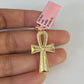 Real 14k Solid Chain Cross Charm Set Miami Cuban Link 3mm Necklace Pendant Gold