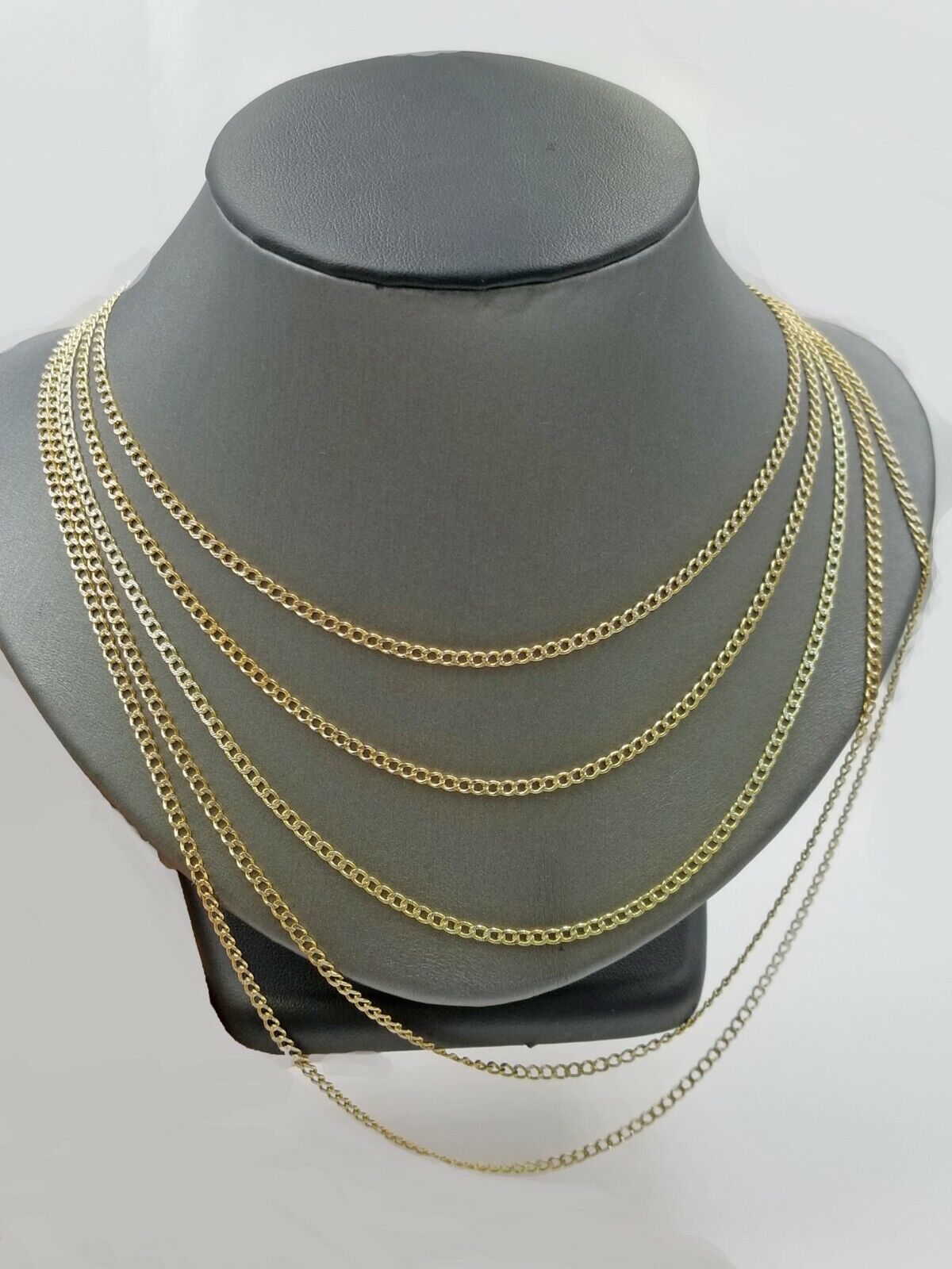 10k Yellow Gold Cuban Link 2mm Chain Diamond Cut Necklace Men Women Real