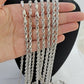 10k White Gold Rope Chain Necklace 20- 24 Inch 4mm Men Women Real Gold Diamond Cut