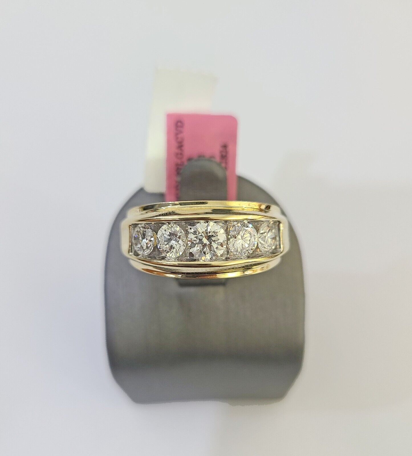 Real 14k Yellow Gold Diamond Ring Lab Created Mens Engagement Wedding Male