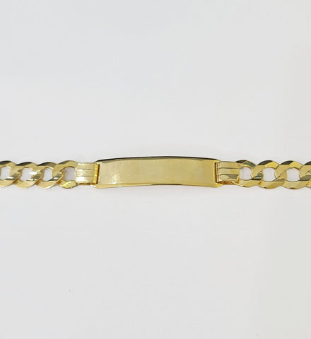 10k Yellow Gold Cuban Link ID Bracelet 8.5" 9mm Lobster Clasp Real 10Kt