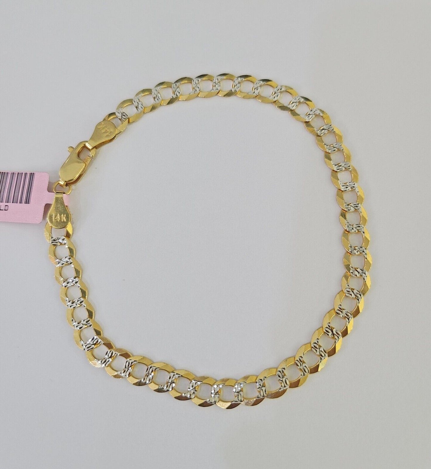 14K Cuban Curb Link Bracelet Diamond Cut 5mm 8" Inch REAL Yellow Gold