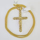 10K Gold Franco Chain Jesus Cross Charm Pendant 20-26 inches 2.5mm REAL Yellow