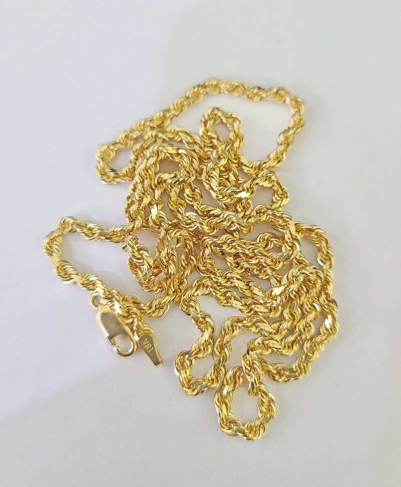 18k Real Solid Rope Chain Yellow Gold 3mm 18" Inch Genuine 18kt Necklace