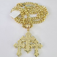 10k Triple Cross Charm Miami Cuban Chain Pendant Set 5mm 18"28" Necklace Gold