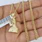 10K Gold Miami Cuban Chain Jesus Head Charm 18"-28" 3mm REAL Pendant Necklace