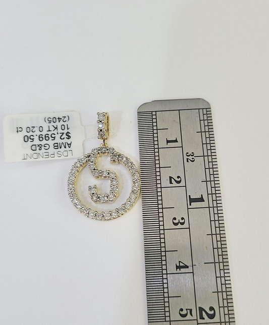 10k Diamond S Charm Pendant Initial Alphabet Letter Real Genuine Yellow Gold