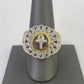 Real 10k Diamond Mens Ring Jesus Cross Band Yellow Gold Casual Genuine Natural