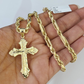 10k Milano Rope Chain Jesus Cross Charm Necklace SET 5mm 18"-28" Pendant