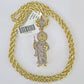 10k Solid Rope Chain Saint Jude Charm Diamond Set 4mm 20"-28" Necklace Gold