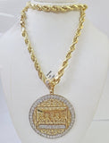 Real 10k Rope Chain Last Supper Charm Set 6mm 18"-26" Inch Necklace Yellow Gold