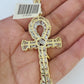 10K Franco Chain Diamond Jesus Cross Pendant Charm Necklace 20"-28" 4mm Gold SET