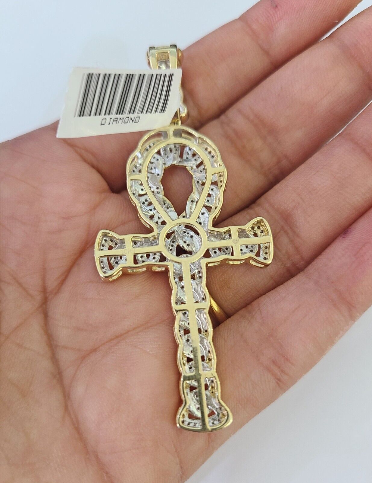 10K Franco Chain Diamond Jesus Cross Pendant Charm Necklace 20"-28" 4mm Gold SET