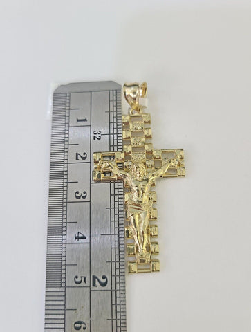 10k Jesus Cross Crucifix Charm Pendant Yellow Gold Men Women 3" 2.25" 2" Real