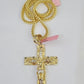 14K Franco Chain Jesus Nugget Cross Pendant Charm Necklace 20"-26" 4mm Gold