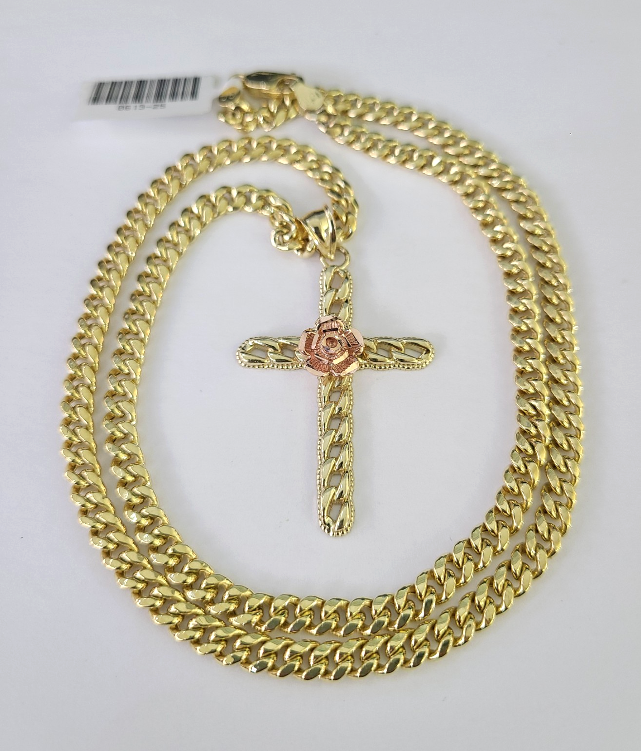 10k Jesus Cross Charm Miami Cuban Chain Pendant Set 5mm 18"28" Necklace Gold