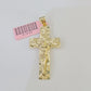 10k Yellow Gold Chain Cross Charm Set Miami Cuban Link Necklace Pendant DISCOUNT