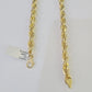 10K Real Solid Yellow Gold Rope Chain Necklace 7mm Length 18" 20" 22" 24" 26" 28