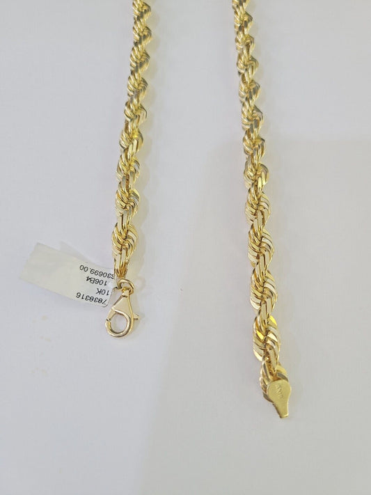 10K Real Solid Yellow Gold Rope Chain Necklace 7mm Length 18" 20" 22" 24" 26" 28