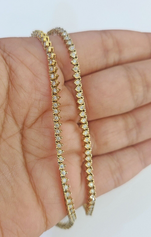10k Diamond Chain Necklace Yellow Gold Men Women Real Genuine