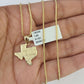 10K Solid Franco Chain Texas Map Pendant Charm Necklace 16"-24" 1mm Ladies