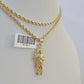 10k 2.5mm Rope Chain Saint Jude Pendant 18"-30" Gold Set Charm Necklace