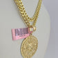 14k Chain Mayan Calendar Charm Set Miami Cuban Link 5mm 18"-30" Necklace Pendant