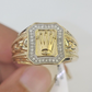 Real 10k Diamond Crown Mens Ring Band Yellow Gold Wedding Casual Genuine Natural