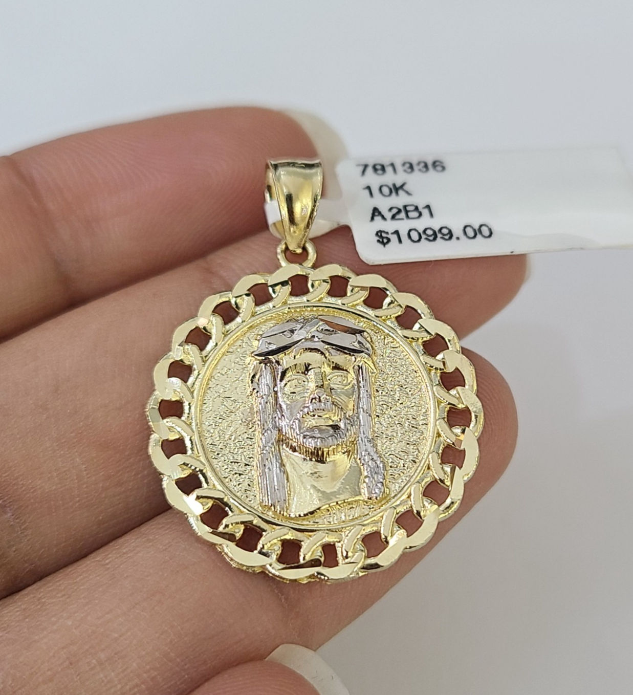 Real 10K Jesus Head Pendant Cuban Yellow Gold Charm Genuine