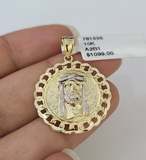 Real 10K Jesus Head Pendant Cuban Yellow Gold Charm Genuine
