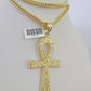 10K Franco Chain Jesus Ankh Cross Pendant Charm Necklace 20"-28" 4mm Gold Yellow