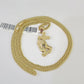 10K Gold Miami Cuban Chain Praying Hands Charm 18"-30" 3mm REAL Pendant