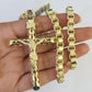 10k Gold Byzantine Necklace Jesus Cross Charm 20-30 inches 6mm SET Chain Pendant