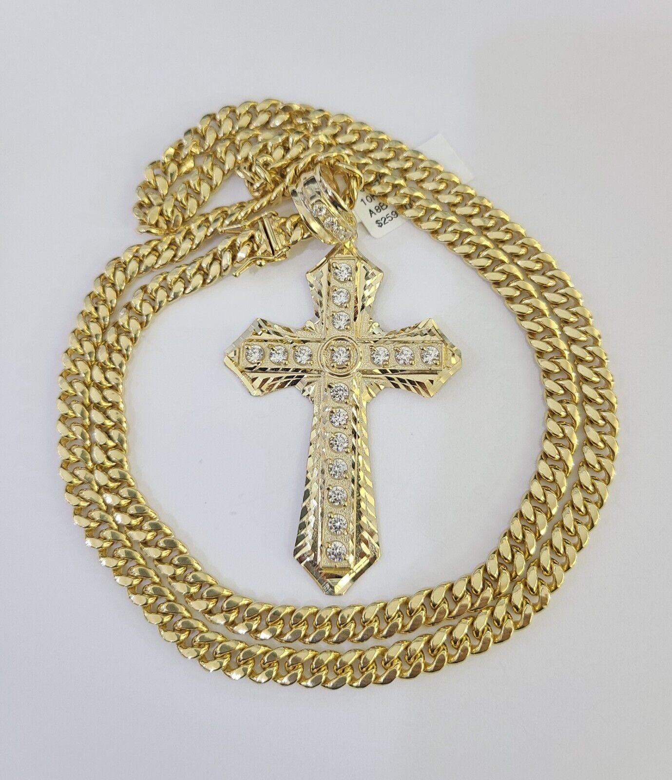 10K Miami Cuban Link Chain Jesus Cross Pendent Charm 6mm 20"-30" Necklace
