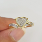 Real 10k Hearts Diamond Ladies Ring Women Casual 10Kt Yellow Gold