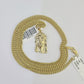 10K Gold Miami Cuban Chain Jesus Head Charm 18"-30" 3mm REAL Pendant