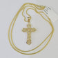 10K Gold Franco Chain INRI Cross Charm SET Length 16-20 Inches 1mm Ladies Women