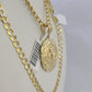 10k Gold Chain Jesus Head Charm Solid Cuban Curb 5mm 18"-28" Inch SET Necklace