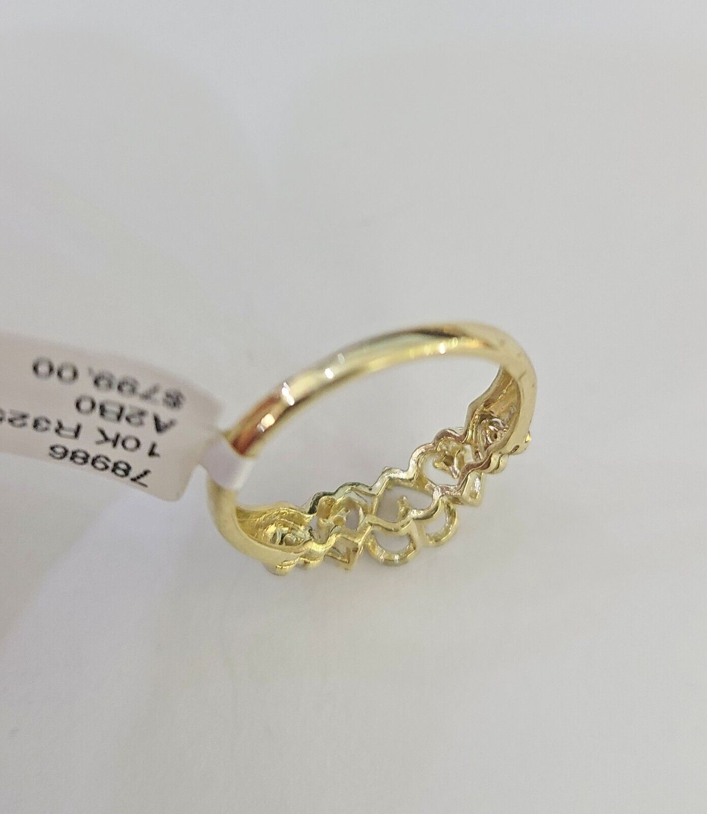 Real 10k Yellow Gold Hearts Ring Wedding Engagement Casual 10Kt Genuine