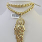 10k Gold Byzantine Necklace San Judas Charm 20-30 inches 6mm SET Chain Pendant
