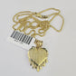 10K Solid Franco Chain Heart Pendant Charm Necklace 16"-24" 1mm Gold Ladies