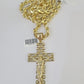 Real 10k Rope Chain Jesus Cross Charm Set 7mm 20"-28" Inch Necklace Yellow Gold