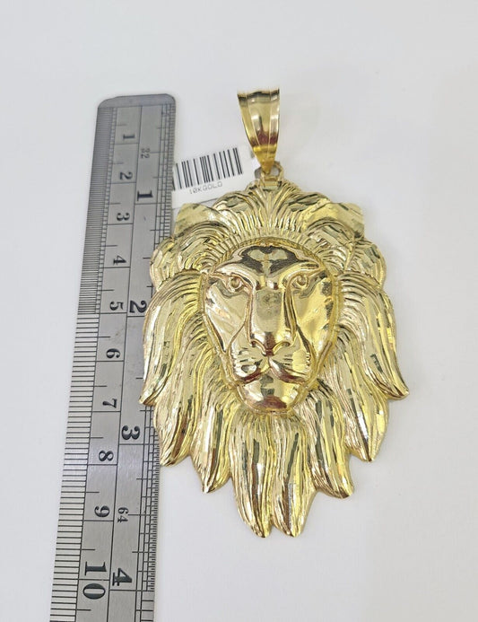 Real 10k Rope Chain Lion Charm Set 10mm 20"-30" Inch Necklace Yellow Gold
