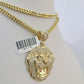 10K Franco Chain Roaring Lion Pendant Charm Necklace 20"-26" 3mm Gold Yellow SET