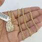 10K Gold Miami Cuban Chain Pharaoh Charm 18"-30" 3mm REAL Pendant