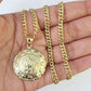 10k Miami Cuban Chain Virgin Mary Charm Set 4mm 18"-28" Necklace Yellow Gold