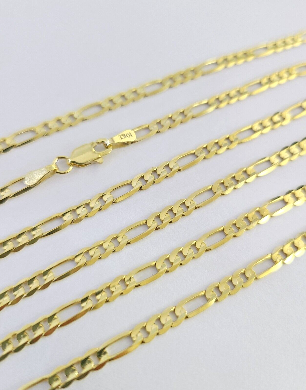 10K Solid Figaro Link Chain Necklace Yellow Gold 3mm 18" 20" 22" 10kt