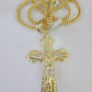 10K Franco Chain Jesus Cross Pendant Charm Necklace 20"-26" 5mm Gold Yellow SET